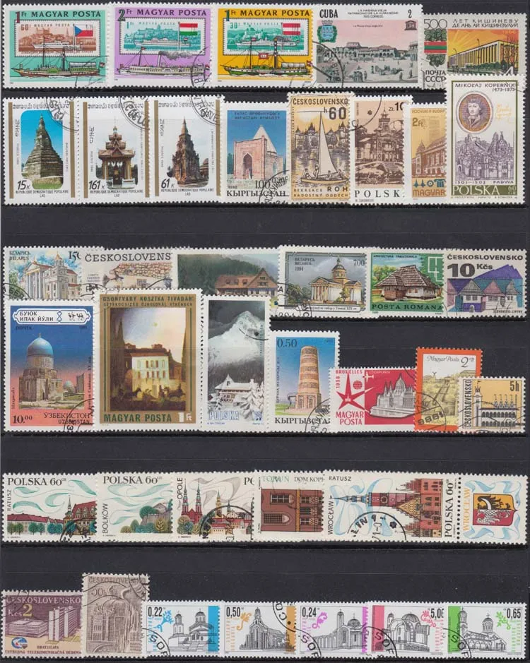 250 Pcs/Lot Construction Building church castle Topic Stamps World Original Postage Stamp Postmark Good Condition All different