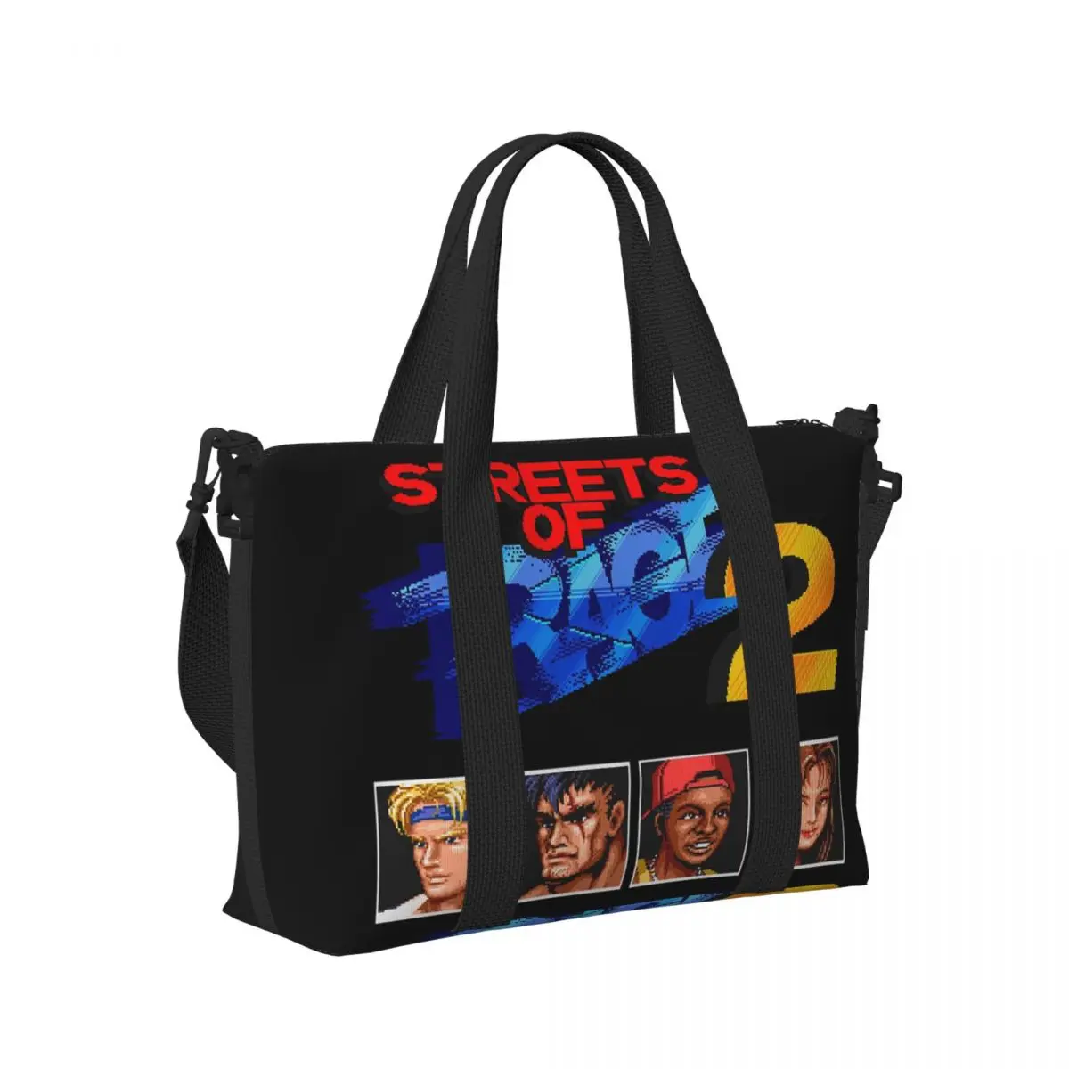 

Streets Of Rage Fighting Game Пляжная дорожная сумка Большая вместительная сумка-тоут для спортзала Спортивная женская дорожная сумка для покупок