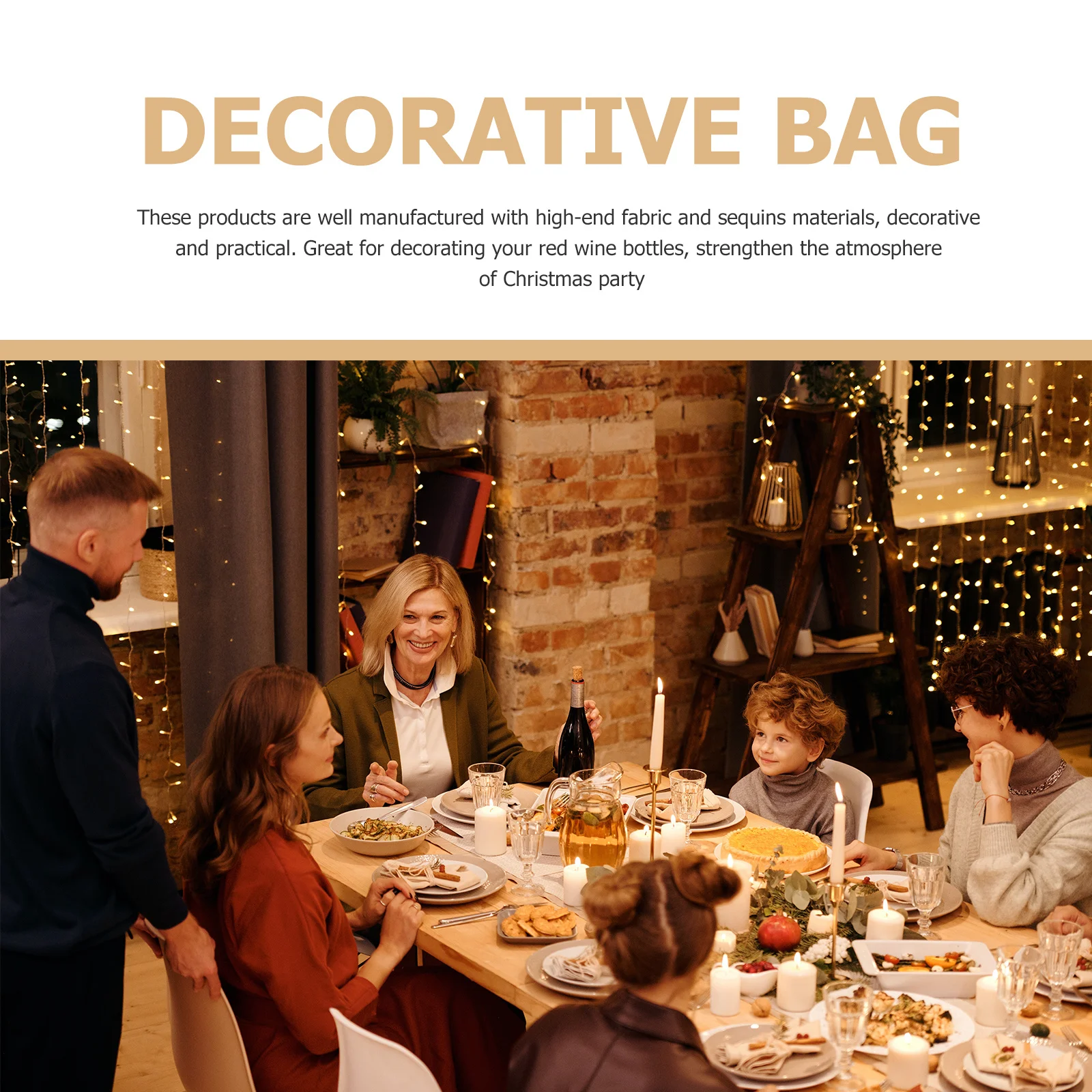 

2Pcs Xmas Wine Bottle Bags Chic Christmas Decors Lovely Party Ornaments Red Wine Sleeves Xmas Bottle Bags Christmas Decors