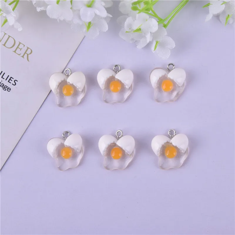 

10pcs 17*16mm Cute Mini Fired Egg Food Resin Charms for DIY Earring Jewelry Making