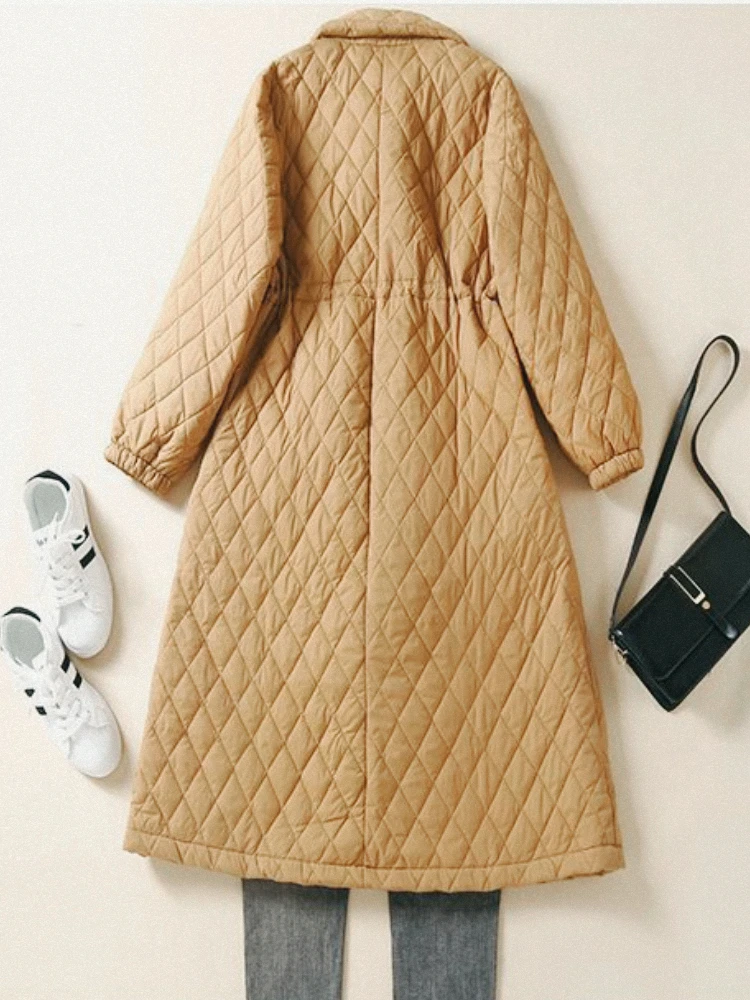 Abrigos de algodón para mujer, Parkas de Color sólido con solapa, chaqueta cortavientos, gabardina, ropa de manga larga, Tops de invierno, 2023