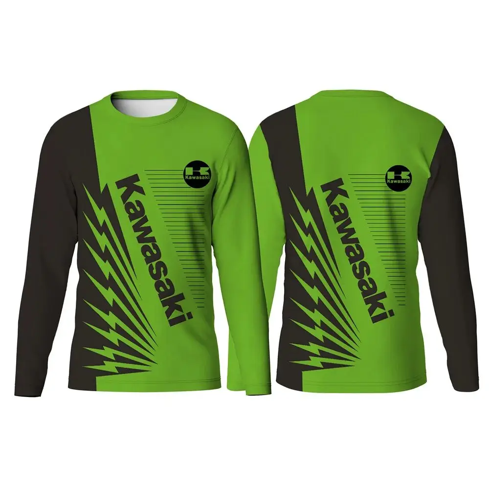 

Kawasaki Locomotive Themed Training T-Shirt Men's Spring And Autumn Casual Long-Sleeved Shirt Gym Breathable Quick-Drying Tops