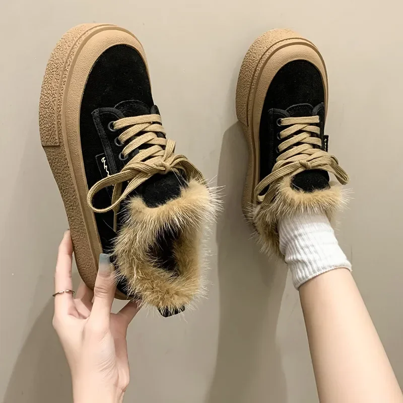 

All-Match Women Round Toe Clogs Platform British Style Casual Female Sneakers Korean Shoes Creepers Cross Preppy New Winter