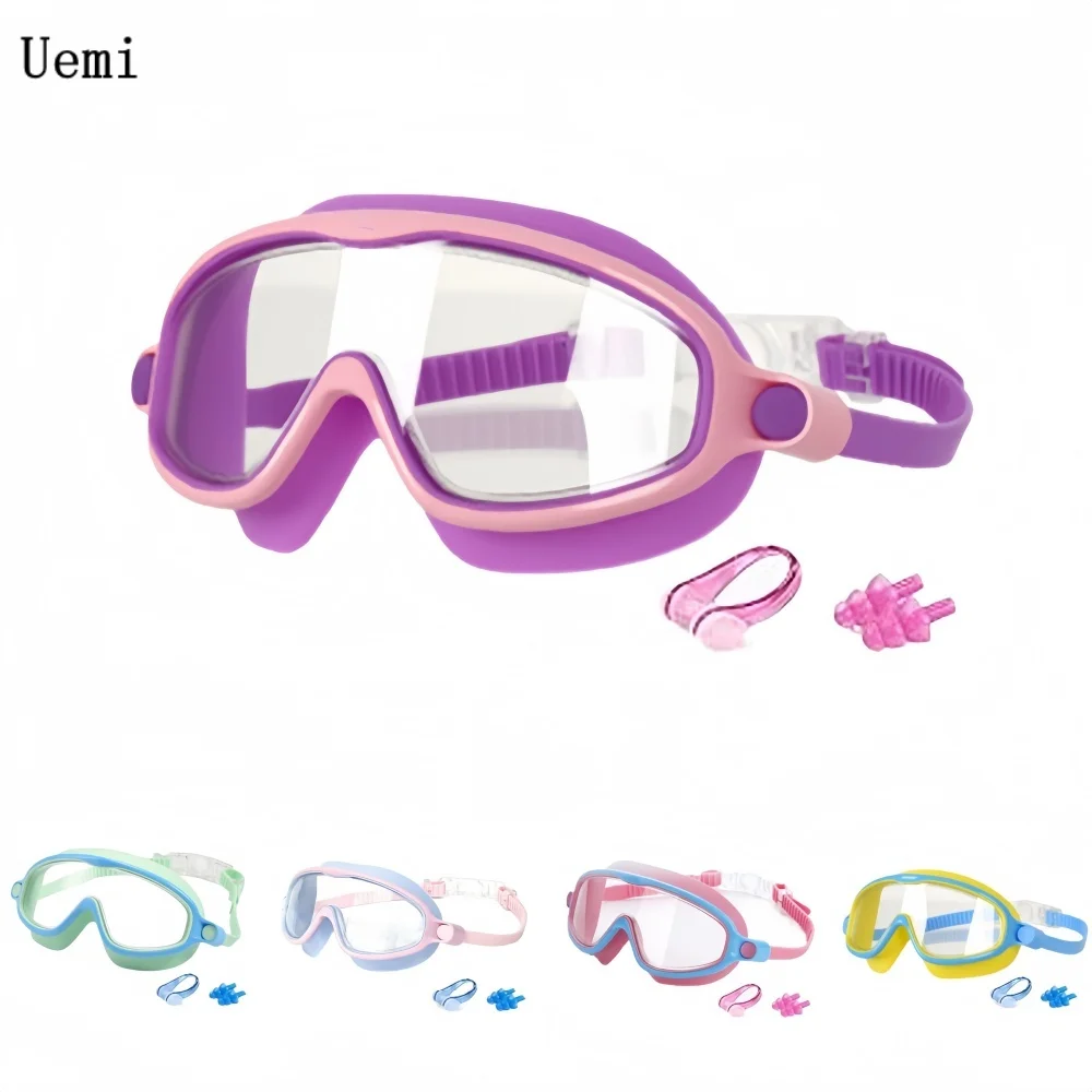 Neue Schwimmbrille für Kinder, Weitwinkel-Schwimmbrille, Anti-UV Anti-Beschlag Pool-Schwimmbrille für 3-14 Jahre