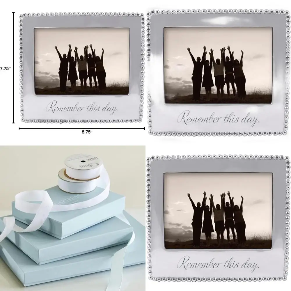 

Handcrafted 5x7 Silver Beaded Frame from Recycled Aluminum, Mexico-Made