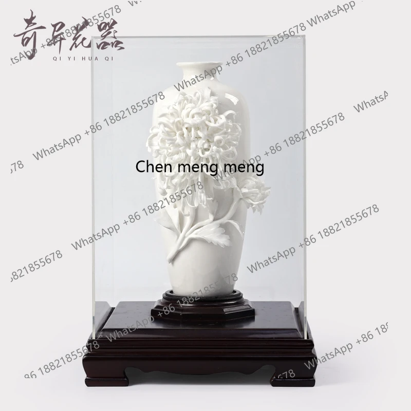 

Dehua ceramic phoenix tail chrysanthemum high-end vase classical home living room flower arrangement, craft decoration