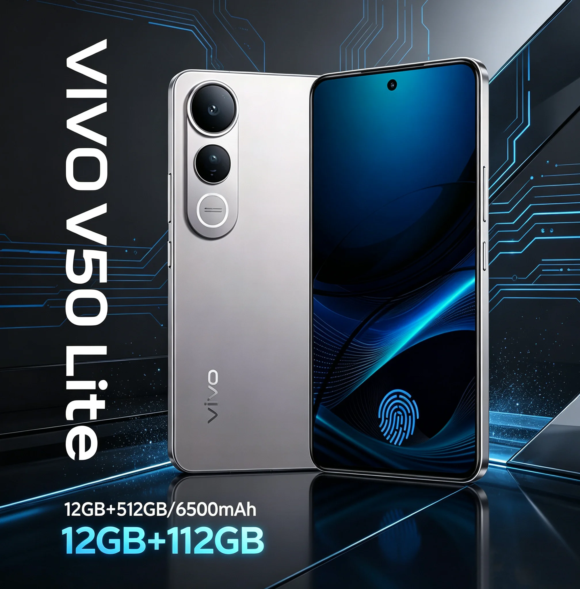 Vivo V50 Lite 12GB +512GB Large Memory 6500mAh Long Battery Life Business Mobile Phone 2392×1080 FHD +/50MP/32MP HD Camera