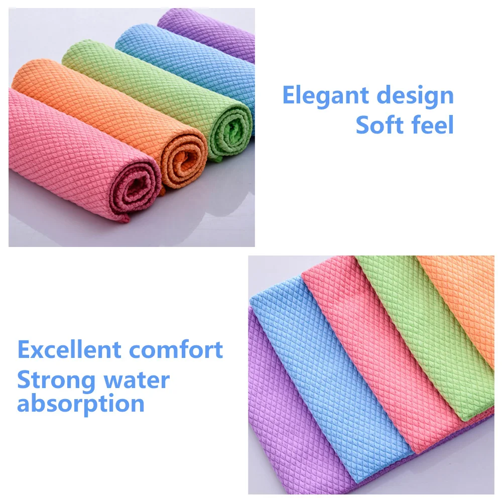 5/10Pcs Microfibre Dish Towels Super Absorbable Cleaning Towel Reusable Kitchen Household Anti-grease Wiping Fish Scale Rags