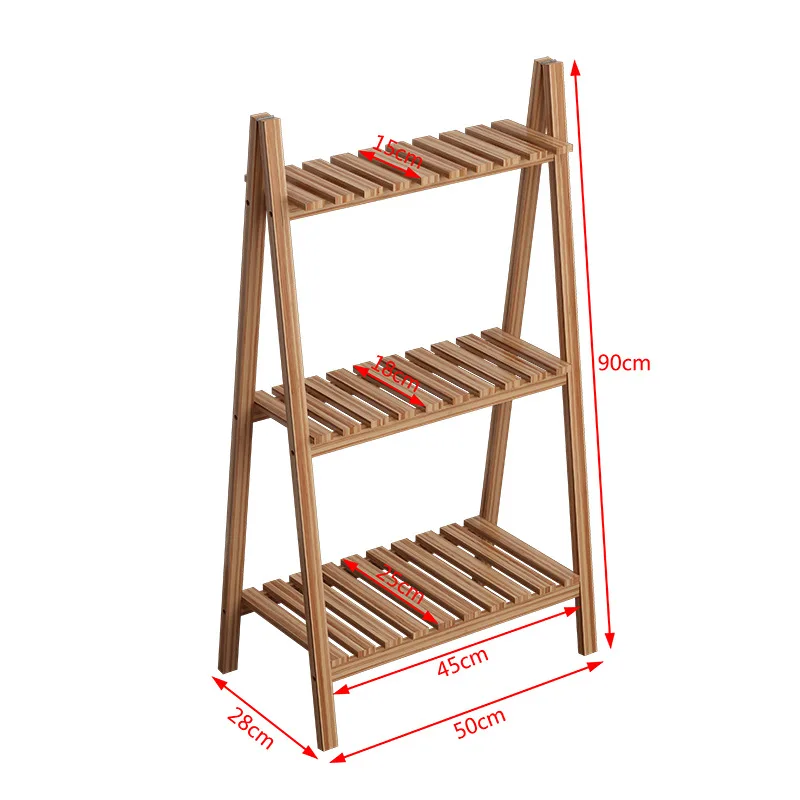 Solid Wood White Flower Stand Floor-to-ceiling Three-layer Storage Rack Folding Multi-layer Storage Rack Living Room Shoe Rack