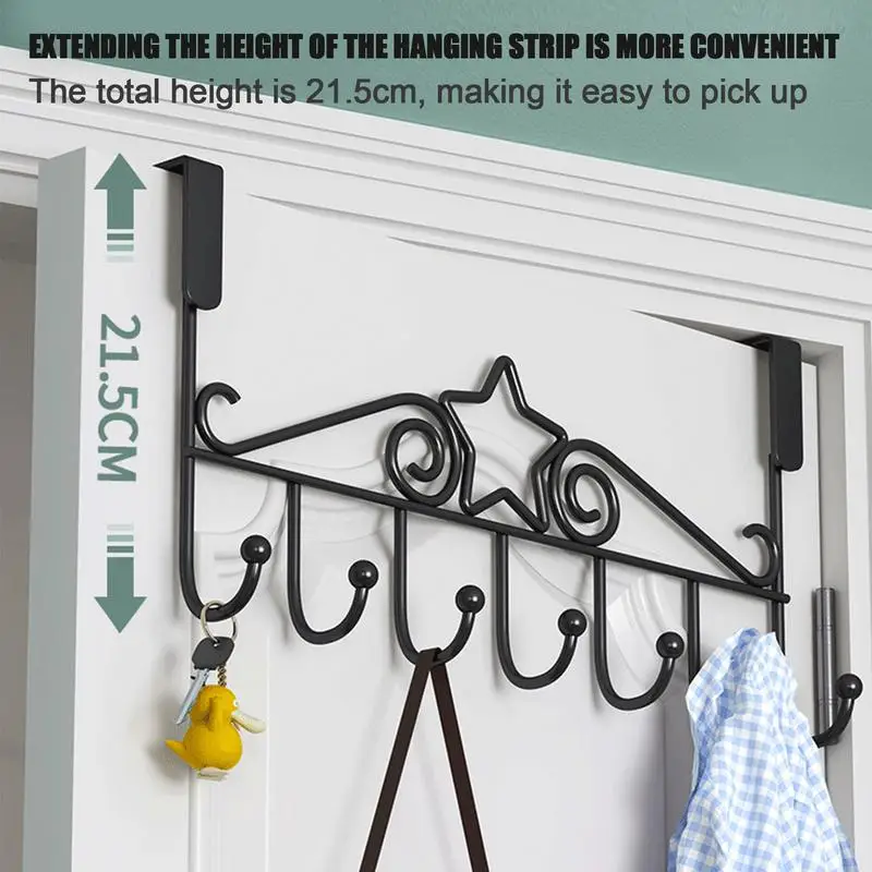 7 Hooks Over The Door Hooks carbon Steel Hanger Clothes Towel Storage Holder Bathroom Organizer Rack Clothes Coat Hat Hanger