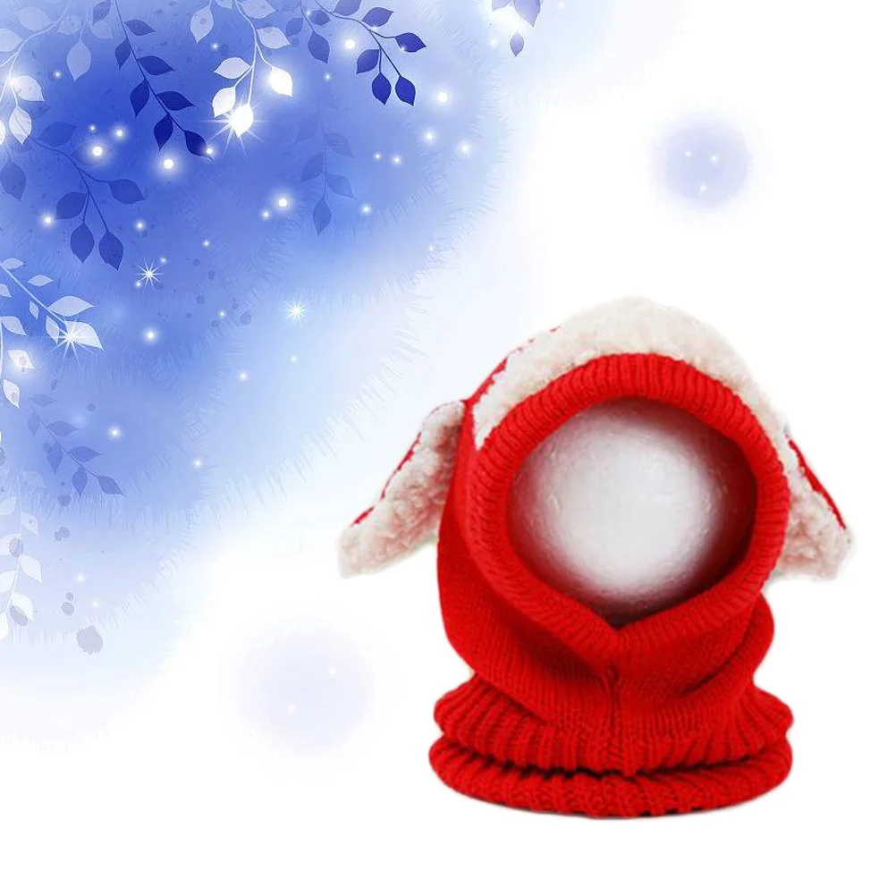 Gorro con capucha y bufanda de punto cálido para niños, gorro con estampado de cachorro rojo para bebés de 6 a 36 meses, gorros suaves y cómodos con cuello