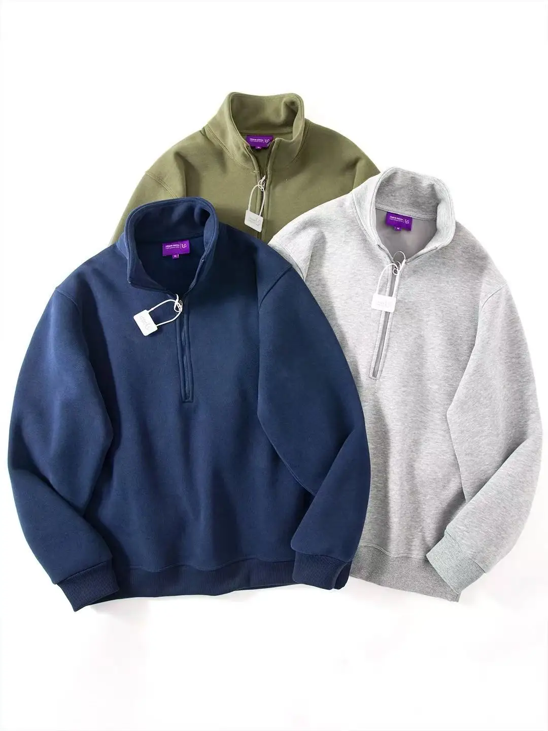 

Thiened Fce f Zipper Hoodie Casual Warm Stand Collar Heavyweight Sweatirt Autumn Winter Classic Men's Outerwear