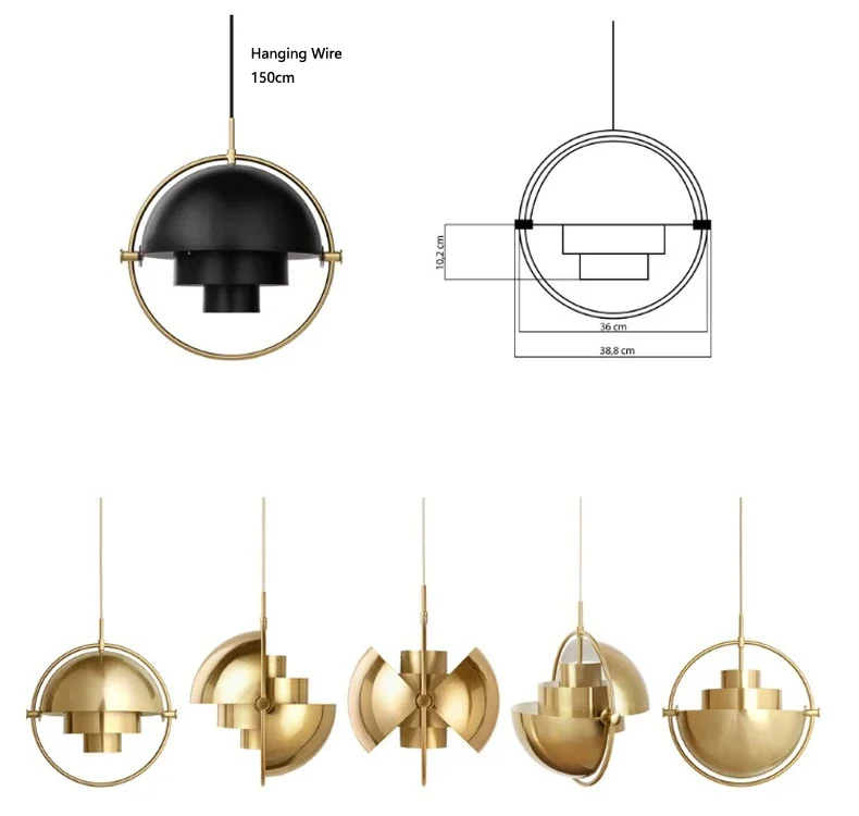 Danish Deformed Ball Pendant Lights Ceiling Hanging Lamp Chandelier for Bedroom Kitchen Living Dining Room