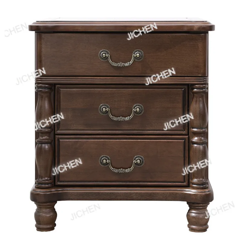 

Американская прикроватная тумбочка из цельного дерева, прикроватная тумбочка из американского ореха, ретро-тумба для спальни с тремя ящиками.