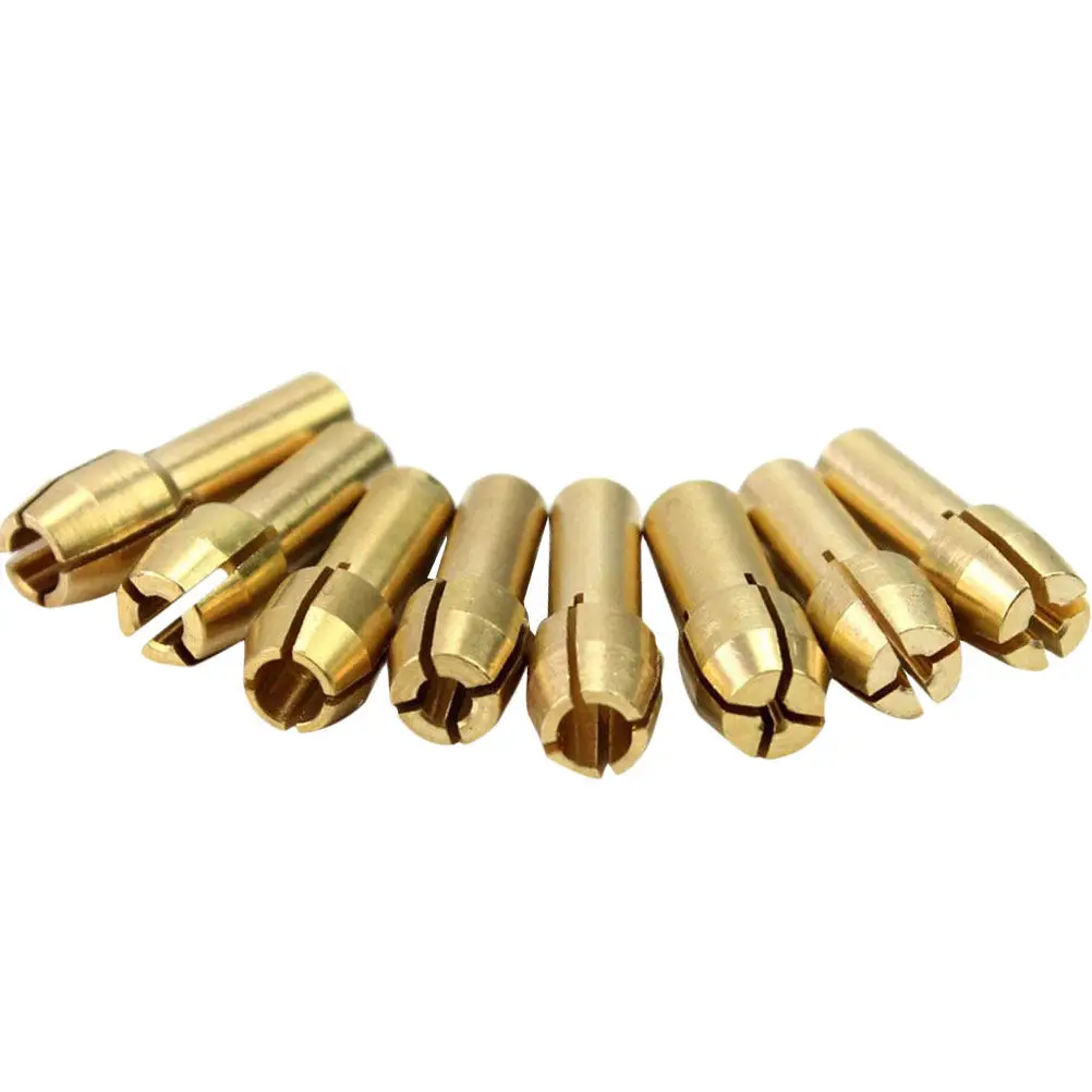 

8Pcs Golden Brass Collet Set for Rotary Tools 1Mm 1.6mm 2.3mm 3.2mm Clamping Diameter 5Mm 4.3mm Shank Compatible with Pin Vises
