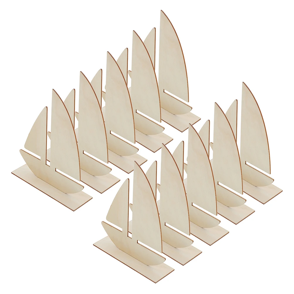 

15 Pcs Sailboat Painting Stencil Unfinished Wood Crafts Natural Slices DIY Sea Scrapbook Beige Blank Canvas Handcraft Clay Mold