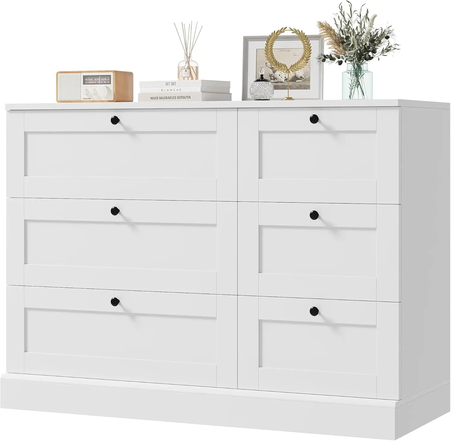 6 Drawer Dresser, White Dresser for Bedroom, Wood Chest of Drawers, Wide Double Dresser, Modern Drawer Chest for Living