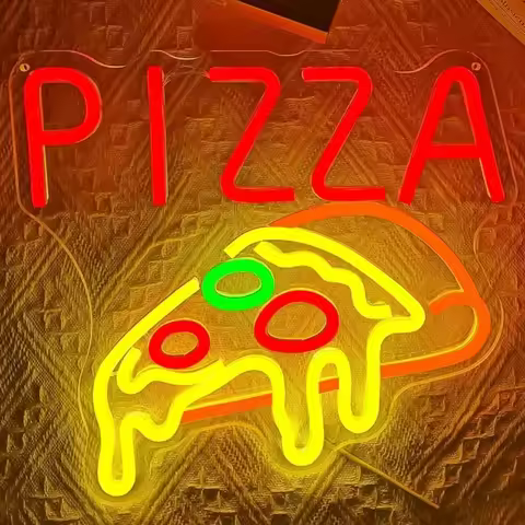 Pizza Neon Sign Yellow Slice with Dripping Cheese LED Light for Pizza Restaurant Home Bar Kitchen Decor Unique Gift Idea