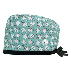 Surgical Caps Pharmacy Baotou Scrub Cap Medical Print Pet Clinic Women Men Doctors Dentist Hat Nurse Salon Hat with Buttons