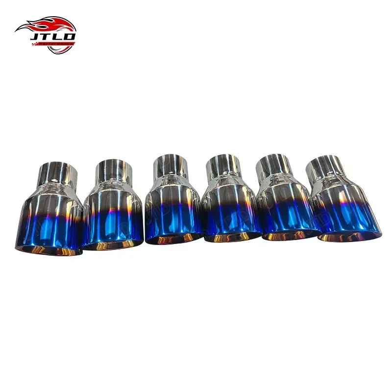 High Performance Stainless Steel Exhaust Tip 304 Grade - Blue Flame Burnt Tip Design Universal Fit for Car Truck Motorcycle