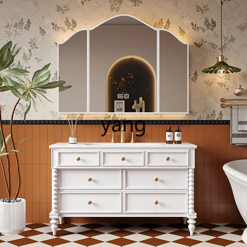 

LTT retro bathroom cabinet combination washbasin floor-to-ceiling bathroom wash basin