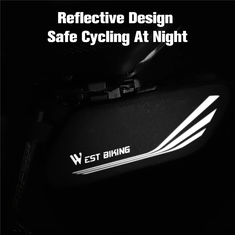 WEST BIKING Bicycle Saddle Bag Waterproof Bike Tail Bag Reflective Cycling Bike Tube Rear Seatpost Bag Bike Accessories