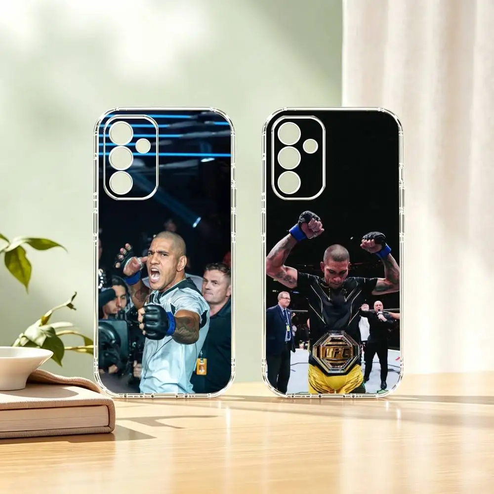 Capa Transparente para Celular Fighter Alex Pereira Chama para Samsung A10, 12, 20, 21S, 30, 31, 40, 50, 51, 52, 70, 71