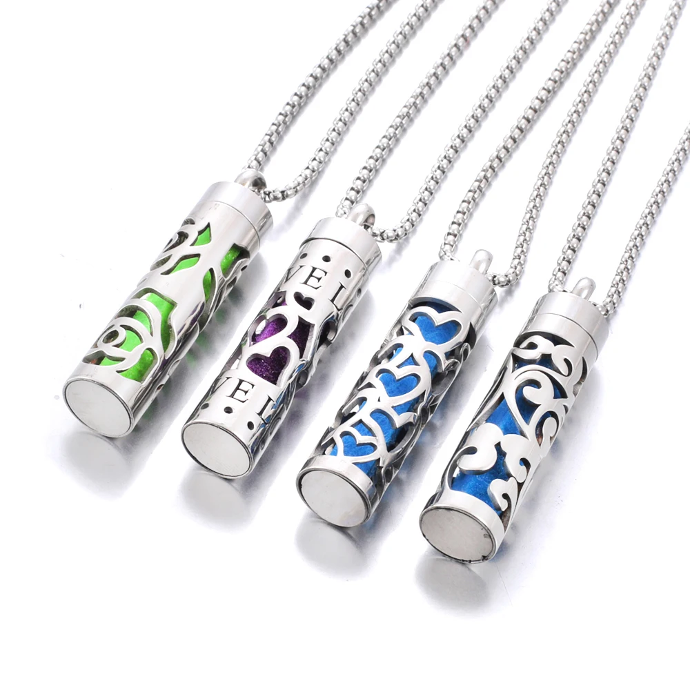 New Aromatherapy Diffuser Necklace 316L Stainless Steel Locket Perfume Essential Oil Diffuser Pendant Necklace Aroma Jewelry