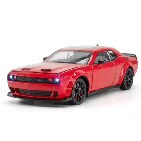 1:24 Dodge Challenger SRT Hellcat Alloy Modified Racing Car Model Diecasts Metal Sports Car Model Sound and Light Kids Toys Gift