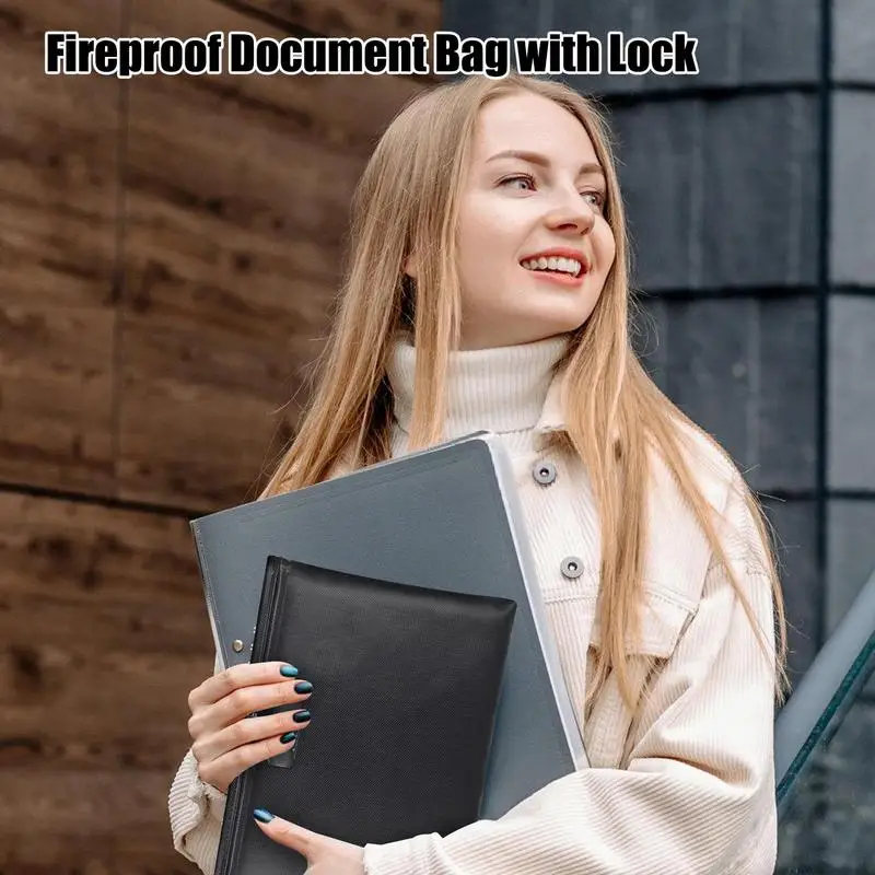 حقيبة مستندات مقاومة للحريق مع قفل ، حقيبة آمنة عالية السرية ، مقاومة للحريق ، آمنة ، حل تخزين