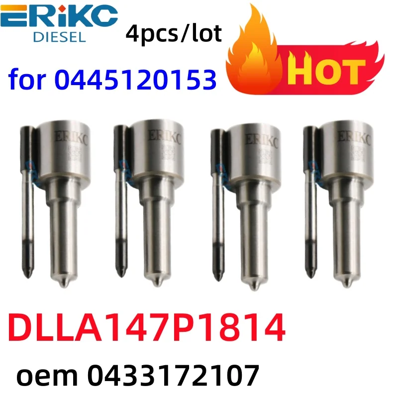 ERIKC 4PCS DLLA147P1814 Common Rail Injector Nozzle 0433172107 Fuel Sprayer for 0445120153  DLLA 147P 1814