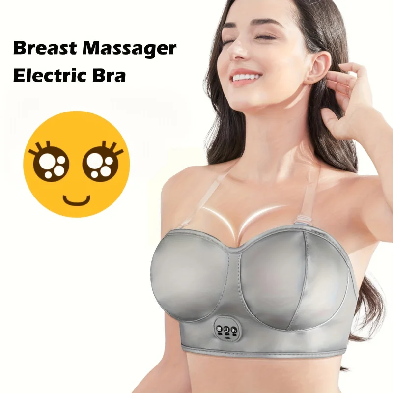 

Vibrating massage head portable breast massager 3 adjustable automatic modes USB rechargeable breast massager breast massager