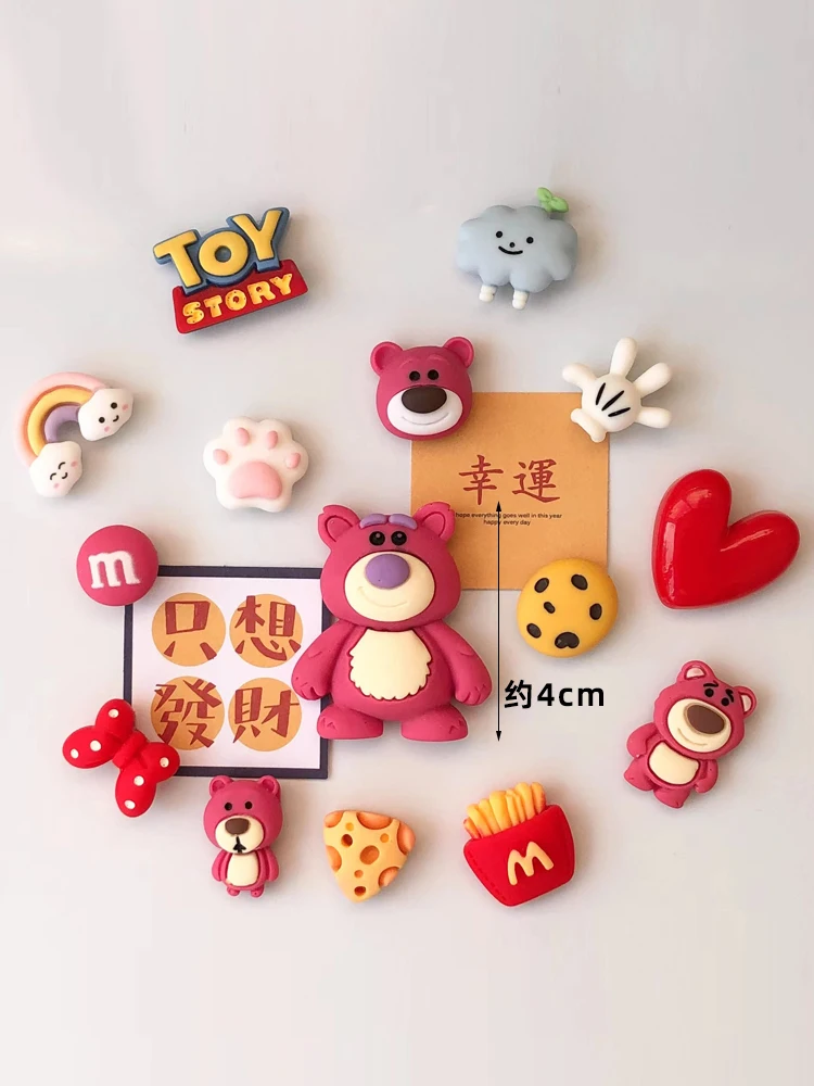 3D Resin Magnet Refrigerator Sticker Set Cute cartoon animal shape magnets Home refrigerator sticker Strawberry Bear Duck