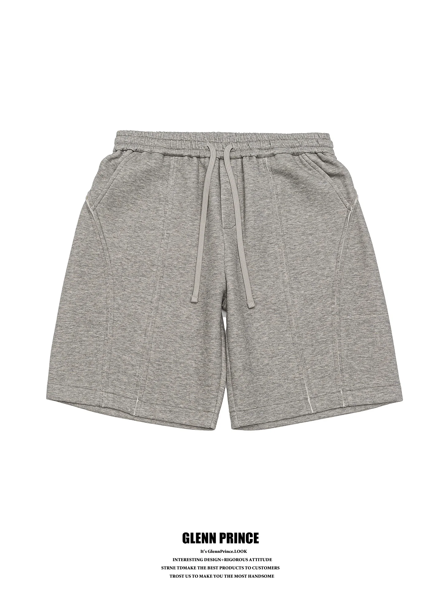 Cleanfit American Tailored Splice Sports Shorts for Men Casual Loose Fit Straight Leg Five-Quarter Pants Mid-High Waist