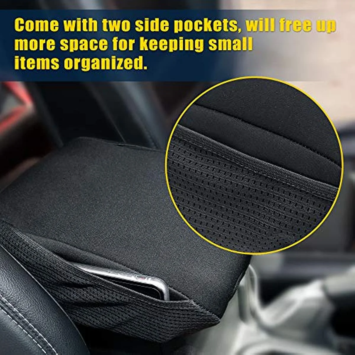 Neoprene Console Cover Armrest Pad with Keyhole for Jeep Wrangler JL JLU Gladiator JT Sahara Sport Rubicon Unlimited 2018+