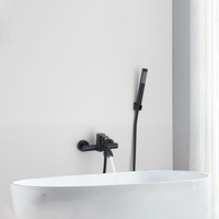 Stainless Steel Triple Bathtub Faucet Hot Cold Mixer Nozzle Tap High Flow Sink Faucets Two Spout Manual Control Valve Switch Tap