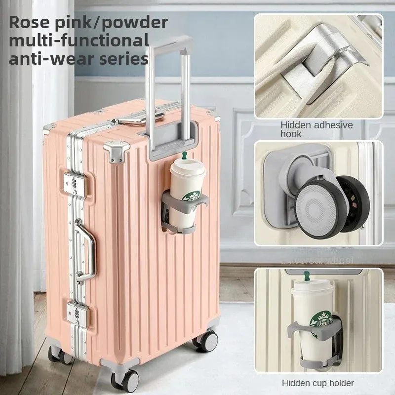캐리어 20/24/28인치 수하물 컵 홀더 비밀번호 여행 가방 여성용 트롤리 케이스 여행 가방 남성용 PC 학생 여행 가방