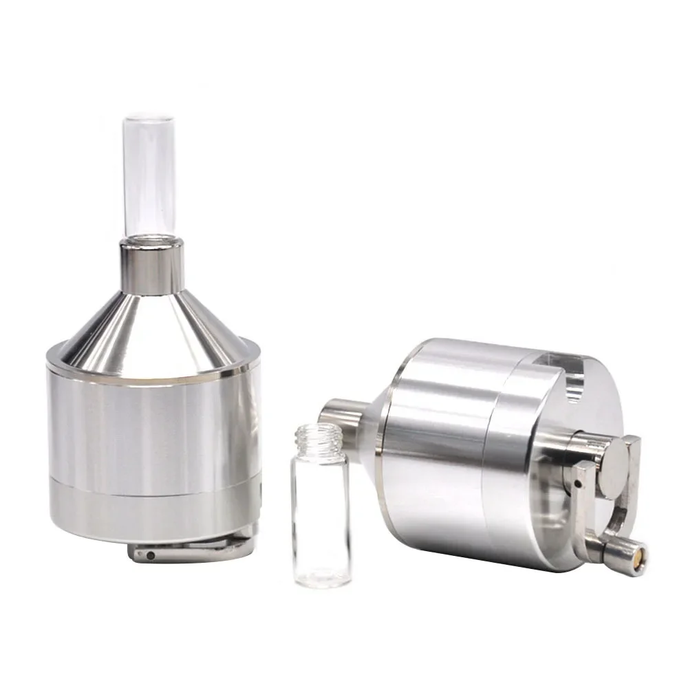 Funnel Shape Herb Tobacco Grinder Crusher with Glass Storage Bottle Tobacco Crusher Grinder Tobacco Grinder Hand Muller Mill