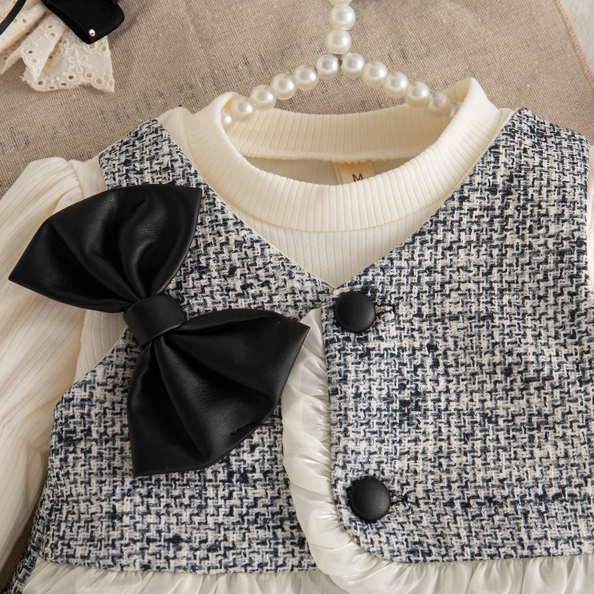 الفتيات مساء حزب زي ربيع الخريف الكورية نمط طفلة فستان مقوس دانتيل تصميم فستان أسود بأكمام طويلة 0-2 سنة