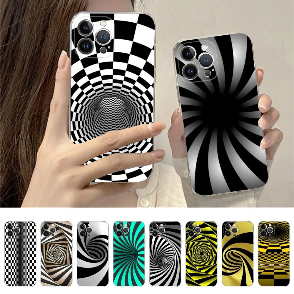 3D Vortex Illusion Phone Case For iPhone 15 14 11 12 13 Mini Pro XS Max Cover 6 7 8 Plus X XR SE 2020 Funda Shell