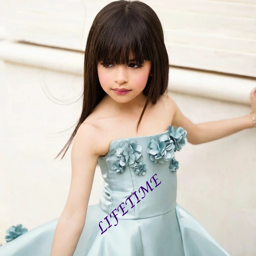 

3D цветочное элегантное платье с рюшами и бисером для девочек-цветочниц для свадебной церемонии, праздника, дня рождения, танца по индивидуальному заказу