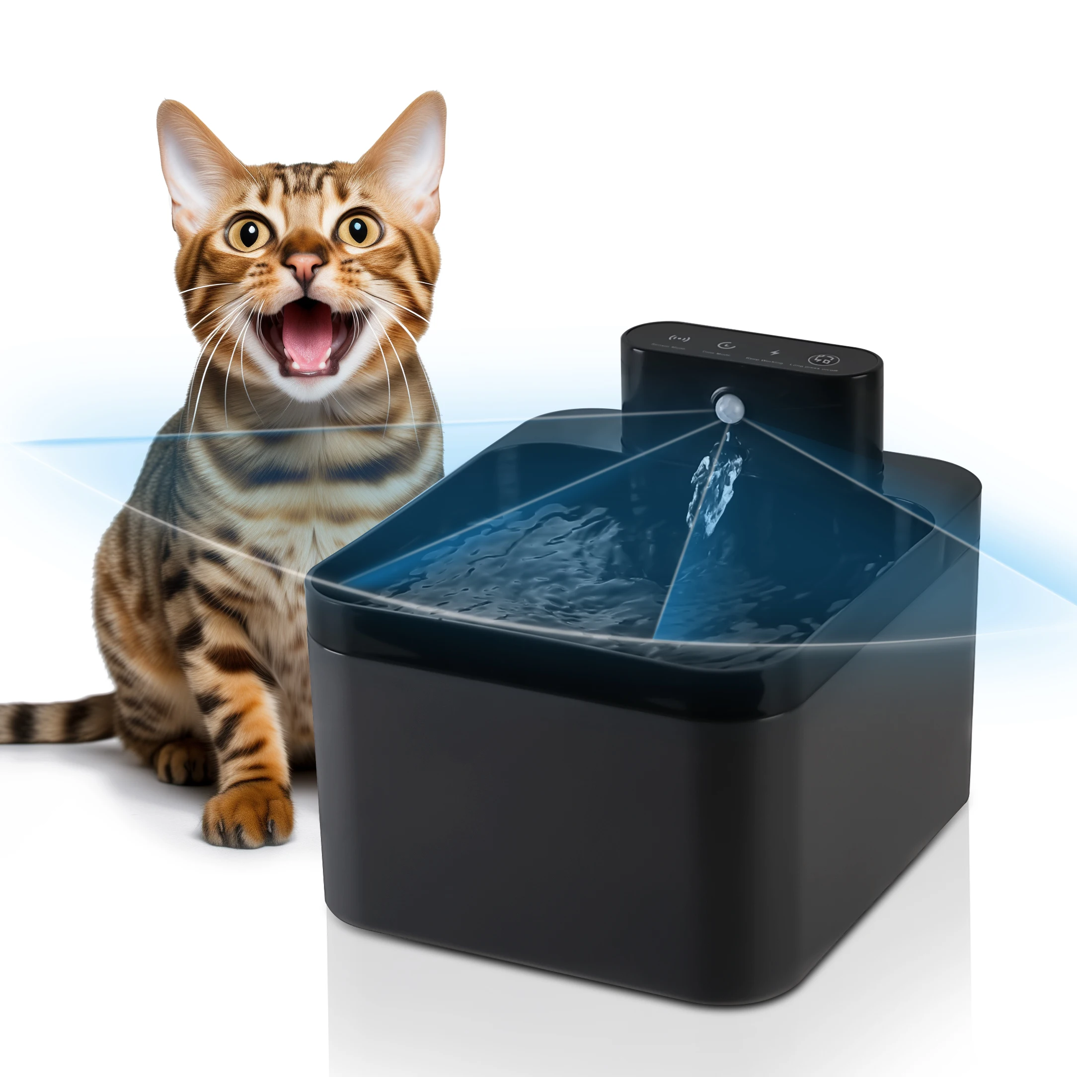 Wireless Drinking fountain for cat dog 2.2L Automatic Cat Water Fountain USB Pet Drinker Battery & Sensor 2 in 1 Dispenser