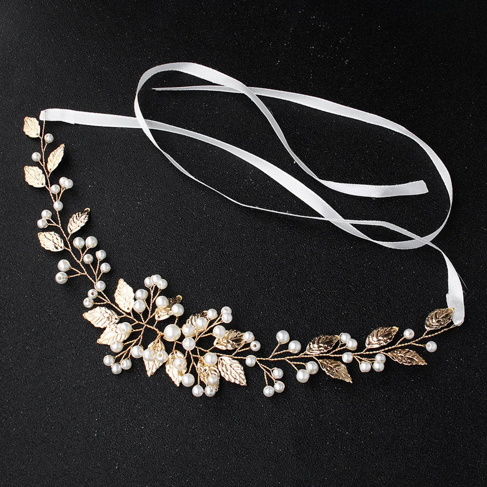 

Stylish Pearl Headband Golden Leaves Bridal Headwear Beautiful Hair Accessory for Weddings Parties Wedding Headband