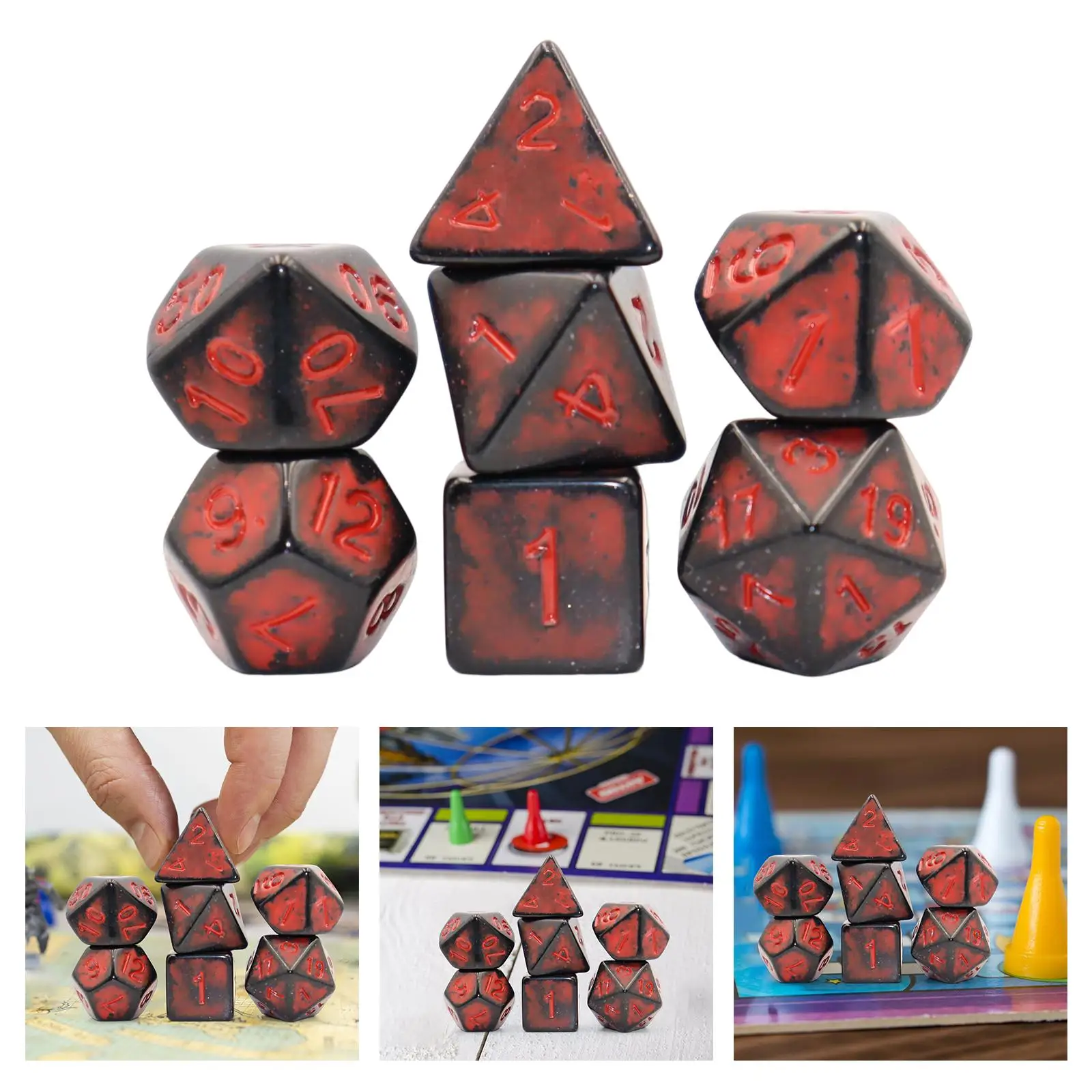 

7x Polyhedral Dices Set Playing Dices Entertainment Toy D4~D20 for Card Game