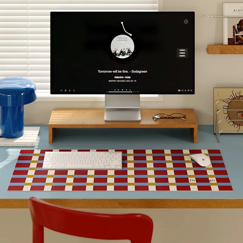 Geometric Color Block Mouse Pad Absorbent Leather Desk Mat Non-Slip Waterproof Gaming Mousepad Large Office Accessories