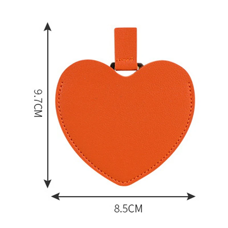 Mini Lederen/Roestvrijstalen Spiegel Rpund Hartvormig Meisje Draagbare Spiegel Opvouwbare Zaktas Make-Up Compacte Spiegel Gunst Cadeau