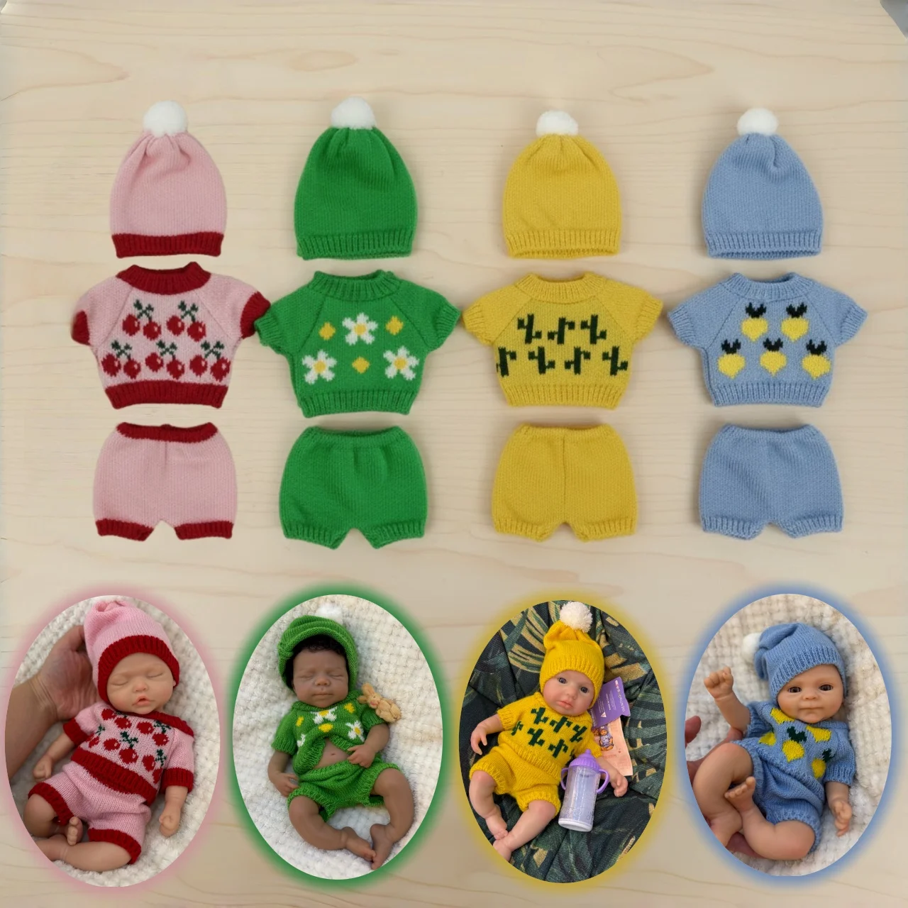 4 stili di abiti in felpa più carini per bambole Bebe Reborn da 13 pollici, sensazione al tocco morbido, vestiti fatti a mano di alta qualità con cappello