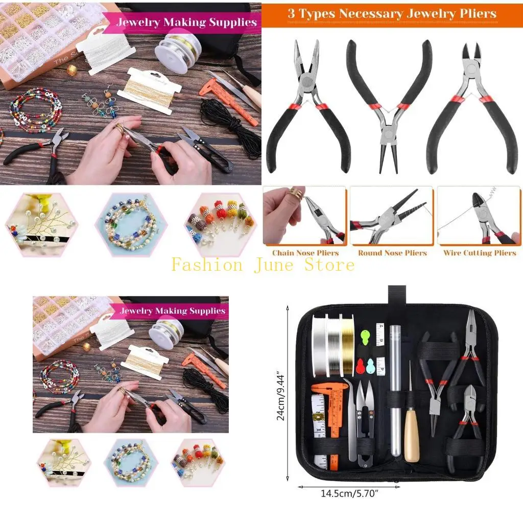 

N5KA Jewelry Making Supplies Set with Jewelry Wires Findings DIY Crafts Necklaces Bracelets Jewellery Beading Making Tools