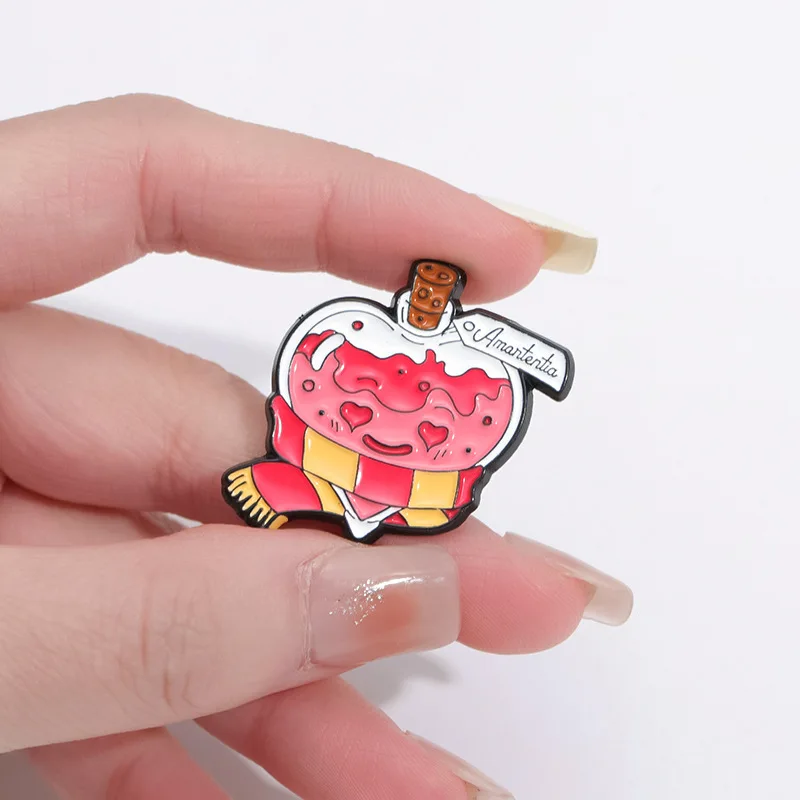 Cartoon Cat Magician Enamel Brooch Cute Magic Potion Pin Fiction Film Custom Lapel Badge Backpack Denim Jewelry Gift for Friends