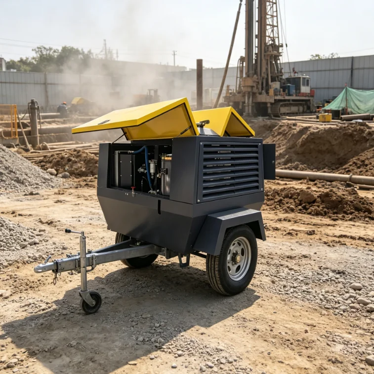 350cfm Diesel Powered Cummins Engine Lubricated Motor Portable Rotary Screw Air Compressor For Mining